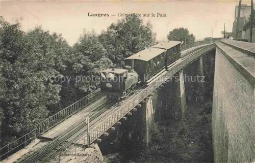 AK / Ansichtskarte LANGRES 52 Haute-Marne Crémaillère-sur-le-Pont Zahnradbahn Dampflok Personenwagen Bruecke Baeume Viadukt Avenue-du-Parc