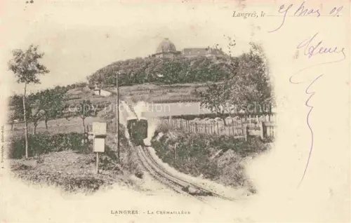 AK / Ansichtskarte LANGRES 52 Haute-Marne La-Crémaillère Zahnradbahn Dampflok Weinberge Huegel Stadt Observatorium Rue-de-Buxereuille