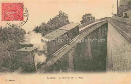 AK / Ansichtskarte LANGRES 52 Haute-Marne Crémaillère-sur-le-Pont Zahnradbahn Dampflok Viadukt Bruecke Baeume Rue-Marechal