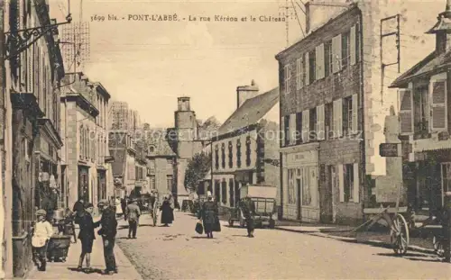 AK / Ansichtskarte Pont-l Abbe QUIMPER 29 Finistere Rue-Kéréon Château Strassenszene Geschaefte Passanten Kutsche Bretagne