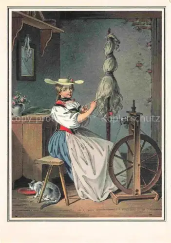 AK / Ansichtskarte FREUDENBERGER S. (1745-1801) Kuenstlerkarte Schweiz Die Spinnerin 