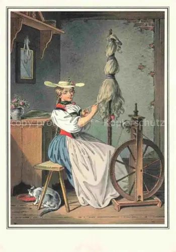 AK / Ansichtskarte FREUDENBERGER S. (1745-1801) Kuenstlerkarte Schweiz Die Spinnerin 
