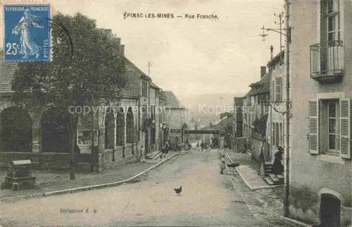 AK / Ansichtskarte Epinac-les-Mines AUTUN 71 Saone-et-Loire Rue-Franche Strassenszene Geschaefte Bogengang Balkon Huhn