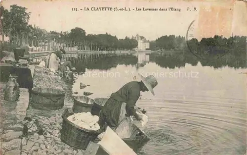 AK / Ansichtskarte La Clayette Charolles 71 Saone-et-Loire Laveuses Etang Waesche Frauen Weiher Schloss Baeume