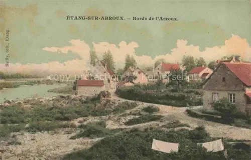 AK / Ansichtskarte Etang-sur-Arroux Autun 71 Saone-et-Loire Bords-de-l Arroux Fluss Dorf Haeuser Waesche Baeume Kirchturm