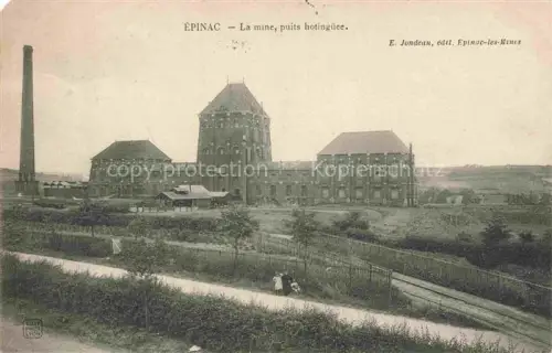 AK / Ansichtskarte Epinac-les-Mines AUTUN 71 Saone-et-Loire Mine Puits-hotinguée Foerderturm Schornstein Industrieanlage Eisenbahn Frauen