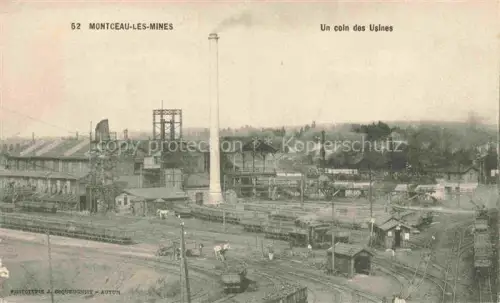 AK / Ansichtskarte Montceau-les-Mines Montceaux-l Etoile Charolles 71 Saone-et-Loire Bergwerk Schornstein Industrie Eisenbahn Fabrik Gleise Dampf