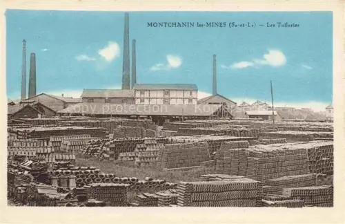 AK / Ansichtskarte Montchanin-les-Mines Chalon-sur-Saone 71 Saone-et-Loire Tuileries Ziegelei Schornstein Industrie Ziegel Lagerhallen Produktion