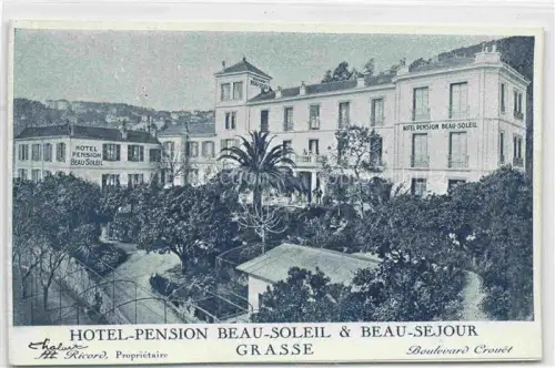 AK / Ansichtskarte GRAssE 06 Hotel-Pension-Beau-Soleil Hotel-Beau-Séjour Boulevard-Crouët Palmen Stadtplan