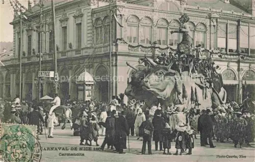 AK / Ansichtskarte NICE   Nizza 06 Alpes-Maritimes Carnaval Karneval Carmencita Festwagen Festumzug Menschenmenge Stier Figur