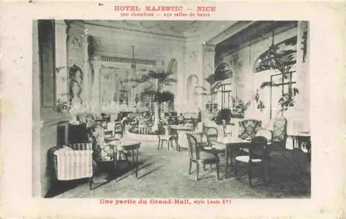 AK / Ansichtskarte NICE   Nizza 06 Alpes-Maritimes Hotel-Majestic Grand-Hall Innenraum Louis-XVI Sessel Palmen Saeulen