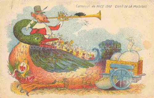 AK / Ansichtskarte NICE   Nizza 06 Alpes-Maritimes Carnaval Char-de-la-Musique Posaune Festwagen Vogel Musiker Kostuem