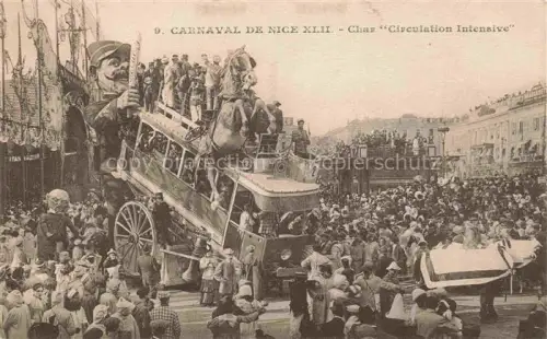 AK / Ansichtskarte NICE   Nizza 06 Alpes-Maritimes Carnaval Char-Circulation-Intensive Festwagen Pferde Menschenmenge Zuschauer Omnibus Riesen-Figur
