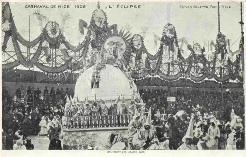 AK / Ansichtskarte NICE   Nizza 06 Alpes-Maritimes Carnaval L-Eclipse Festwagen Sonne Figuren Menschenmenge Dekoration
