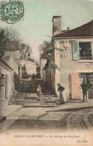 AK / Ansichtskarte NOGENT-LE-ROTROU 28 Eure-et-Loir Marches-de-Saint-Jean Treppe Gasse Passanten Kind Frau handkoloriert
