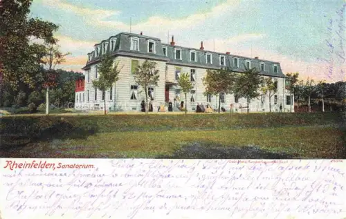 AK / Ansichtskarte RHEINFELDEN AG Sanatorium Kurhaus Park Baeume Garten Spaziergaenger Mansarddach