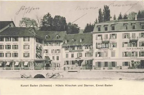 AK / Ansichtskarte BADEN  AG (Schweiz) Hotel-Sternen Hotel-Hirschen Bad-Gasthof Kurort Limmat Bruecke Fassaden