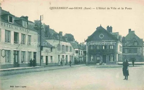 AK / Ansichtskarte Quillebeuf-sur-Seine BERNAY 27 Eure Hôtel-de-Ville Poste Platz Passanten Strassenszene Gebaeude