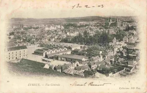 AK / Ansichtskarte EVREUX 27 Eure Kirche Kathedrale Daecher Kaserne Stadtpanorama Baeume