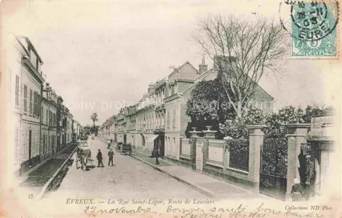 AK / Ansichtskarte EVREUX 27 Eure Rue-Saint-Léger Route-de-Louviers Strassenszene Wohnhaeuser Fuhrwerk Passanten