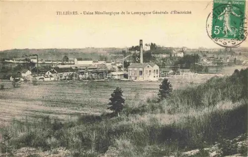 AK / Ansichtskarte Tillieres-sur-Avre Evreux 27 Eure Usine-Métallurgique Compagnie-Générale-d Electricité Fabrik Schornstein Felder Gebaeude