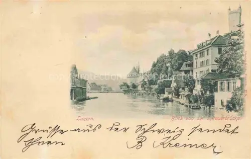 AK / Ansichtskarte LUZERN  LU Spreuerbruecke Reuss Tuerme Altstadt Fluss Haeuser Boote
