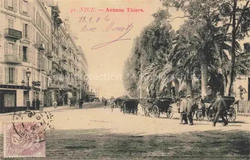 AK / Ansichtskarte NICE   Nizza 06 Alpes-Maritimes Avenue-Thiers Kutschen Palmen Passanten Strassenszene Laternen Hotels