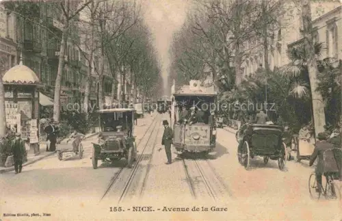AK / Ansichtskarte NICE   Nizza 06 Alpes-Maritimes Avenue-de-la-Gare Strassenbahn Automobile Platanen Palmen Passanten Radfahrer