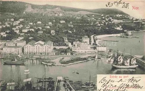 AK / Ansichtskarte NICE   Nizza 06 Alpes-Maritimes Entrée-au-port Hafen Segelschiffe Panorama Huegel Kueste Boote