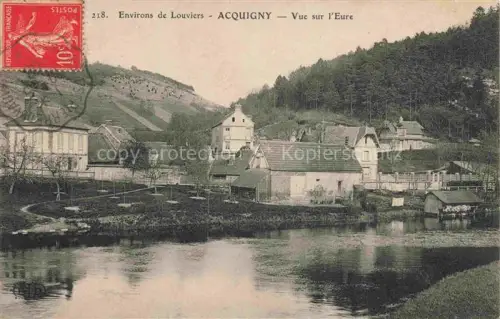 AK / Ansichtskarte Acquigny Les Andelys 27 Eure Vue-sur-l Eure Fluss Dorf Muehle Huegel Wohnhaeuser Baeume Spiegelung