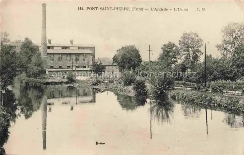 AK / Ansichtskarte Pont-Saint-Pierre 27 Eure Andelle Usine Fabrik Schornstein Fluss Baeume Spiegelung