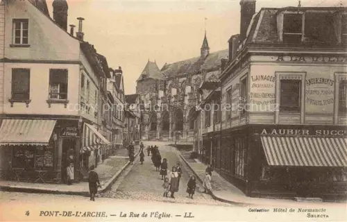 AK / Ansichtskarte Pont-de-l Arche ANDELYS 27 Eure Rue-de-l Eglise Kirche Tabac Lainages Passanten Pflastersteine Geschaefte