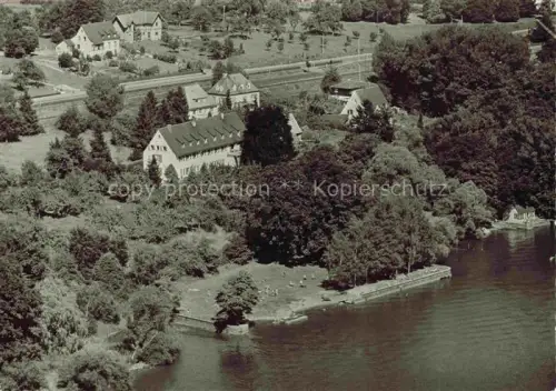 AK / Ansichtskarte FRIEDRICHSHAFEN Bodensee BW Gustav-Werner-Stift Fliegeraufnahme Bodensee Seeufer Bahnlinie Gebaeude Baeume