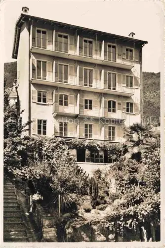 AK / Ansichtskarte Monti Locarno TI Pension-Mueller Hotel Garten Palmen Kaktus Berge Treppe Fassade