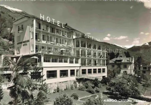 AK / Ansichtskarte Orselina Locarno TI Albergo-Orselina Hotel Fassade Balkone Palmen Garten Berge