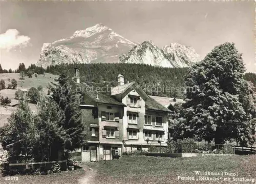 AK / Ansichtskarte Wildhaus  Toggenburg SG Pension-Roeslwies Schafberg Pension Berge Wald Wiesen Fassade