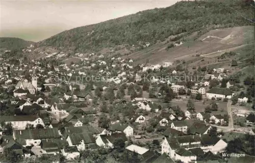 AK / Ansichtskarte WETTINGEN Baden AG Kirche Weinberg Huegel Wohnhaeuser Baeume Ortskern Wiesen