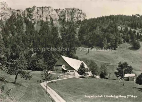 AK / Ansichtskarte Oberbrueggliberg 1159m (Gastahaus) Selzach Lebern SO Bergwirtschaft Gasthaus Felsen Wald Wiesen Bergweg Alp