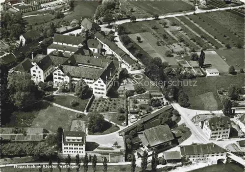 AK / Ansichtskarte WETTINGEN Baden AG Kloster Fliegeraufnahme Garten Felder Baeume Klostergebaeude Strasse