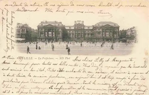 AK / Ansichtskarte LILLE 59 Nord Préfecture Palast Platz Passanten Kutsche Vorgarten