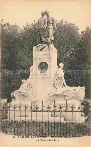 AK / Ansichtskarte Chalons-sur-Marne CHALONS-EN-CHAMPAGNE 51 Marne Monument-du-Centenaire Ecole-des-Arts Denkmal Skulpturen Zaun Baeume