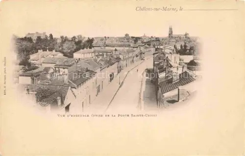 AK / Ansichtskarte Chalons-sur-Marne CHALONS-EN-CHAMPAGNE 51 Marne Porte-Sainte-Croix Vogelblick Daecher Strasse Kathedrale Wohnhaeuser
