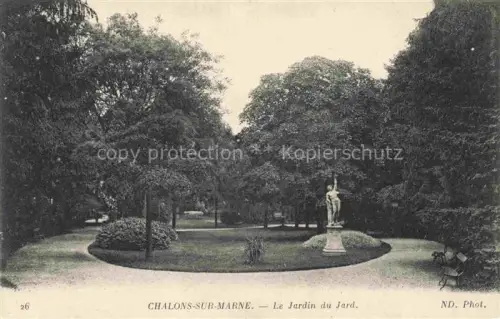 AK / Ansichtskarte Chalons-sur-Marne CHALONS-EN-CHAMPAGNE 51 Marne Jardin-du-Jard Park Skulptur Baeume Rasen Parkbank Spazierwege