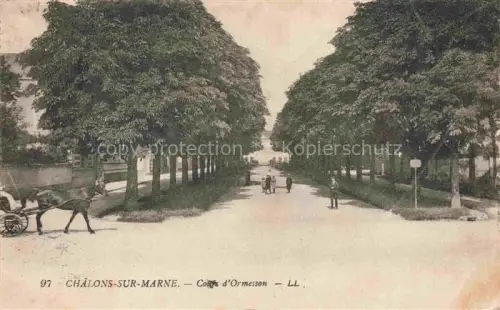AK / Ansichtskarte Chalons-sur-Marne CHALONS-EN-CHAMPAGNE 51 Marne Cours-d Ormesson Allee Baeume Kutsche Spaziergaenger Promenade