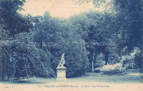 AK / Ansichtskarte Chalons-sur-Marne CHALONS-EN-CHAMPAGNE 51 Marne Le-Jard Promenade Statue Park Baeume Rasen Skulptur