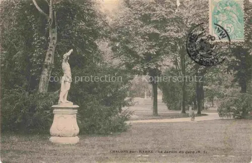 AK / Ansichtskarte Chalons-sur-Marne CHALONS-EN-CHAMPAGNE 51 Marne Jardin-du-Jard Park Statue Skulptur Baeume Rasen Promenade