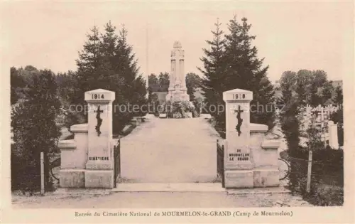 AK / Ansichtskarte Mourmelon-le-Grand Chalons-en-Champagne 51 Marne Cimetière-National Eingang Tor Denkmal Kreuz Baeume 1914-1918 Militaerfriedhof