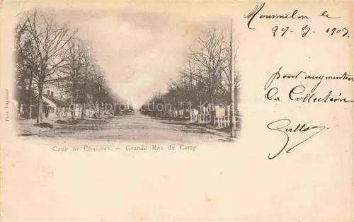 AK / Ansichtskarte Mourmelon-le-Grand Chalons-en-Champagne 51 Marne Camp-de-Chalons Grande-Rue-du-Camp Allee Baeume Militaerlager Promenade