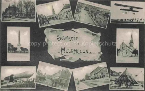 AK / Ansichtskarte Mourmelon-le-Grand Chalons-en-Champagne 51 Marne Souvenir-de-Mourmelon Mehrbild Kirche Denkmal Flugzeug Zeppelin Militaerlager Zelt