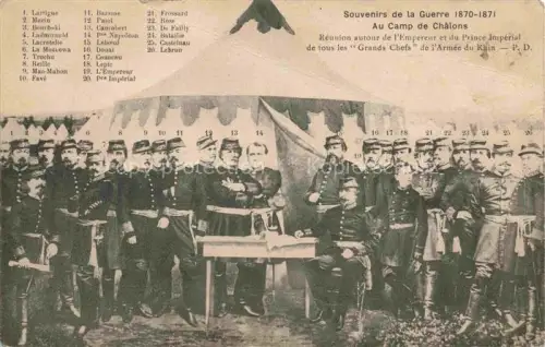 AK / Ansichtskarte Mourmelon-le-Grand Chalons-en-Champagne 51 Marne Guerre-1870-1871 Camp-de-Châlons Kaiser Générale Armée-du-Rhin Zelt Uniformen Soldaten